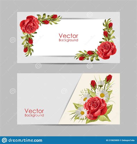 Set Of Horizontal Banners With Beautiful Roses Stock Vector