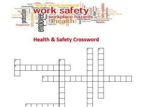 Health And Safety Crossword Puzzle With Answers Teaching