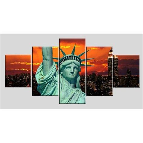 Liberty Statue Abstract 5 Panel Canvas Art Wall Decor Canvas Storm