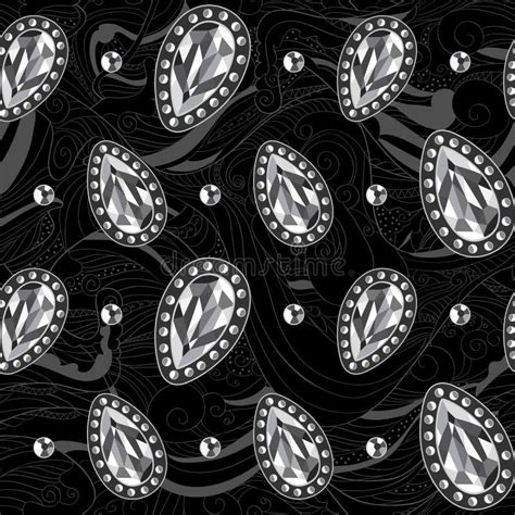 Diamonds Waves Jewelry Pattern Stock Illustration Illustration Of