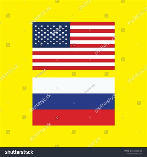 America Russia Flags Illustrations Set On Stock Vector Royalty Free