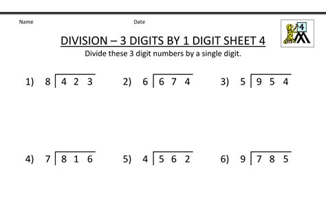 Grade 7 Long Division Sums Long Division One Digit Divisor And A