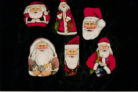 Santa Claus Ornaments Handpainted On Smooth Stones Different Santa