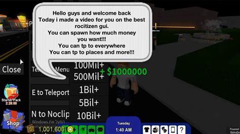 Roblox Rocitizen Money Spawn Gui Script Youtube