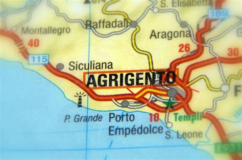 Agrigento On Map Stock Photo Image Of Close Port Macro 134632768