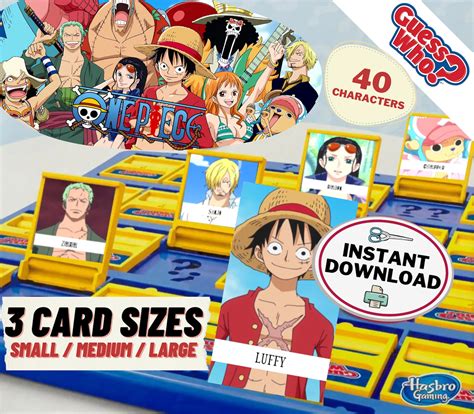 One Piece Guess Who Game Cards Printable Game Pieces For Etsy