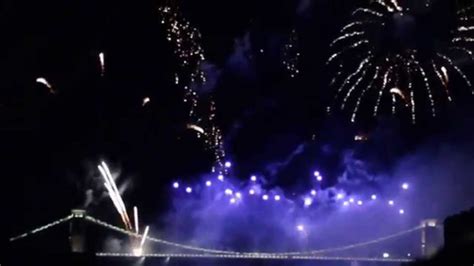 Clifton Suspension Bridge 150th Anniversary Firework In Bristol Uk
