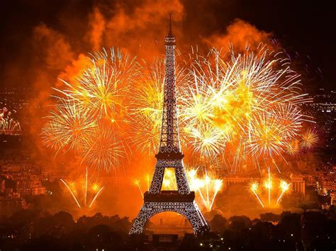 Paris Eiffel Tower Fireworks Hd Desktop Wallpaper Widescreen High