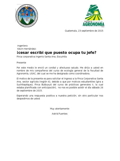 Carta De Solicitud