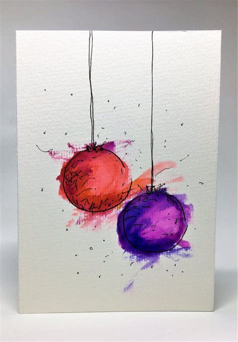 Posted on 13/09/2013 by mel chan. Original Hand Painted Christmas Card - Bauble Collection - Abstract Red/Purple/Blue | Christmas ...