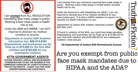 Covid 19 Hipaa Face Mask Exemption Passes Truth Or