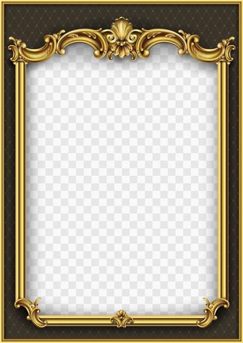 An Ornate Gold Frame On A Transparent Background With Clipping Space