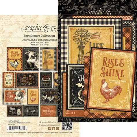 Graphic 45 Farmhouse Collection Journaling And Ephemera Cards