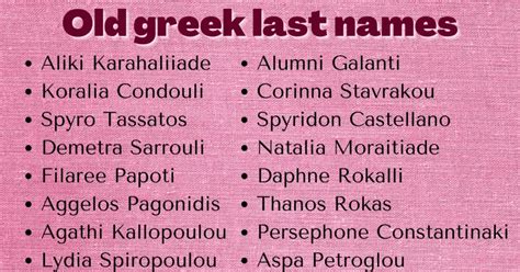 A Complete List Of Greek Last Names Meanings Greek Names Cool Last
