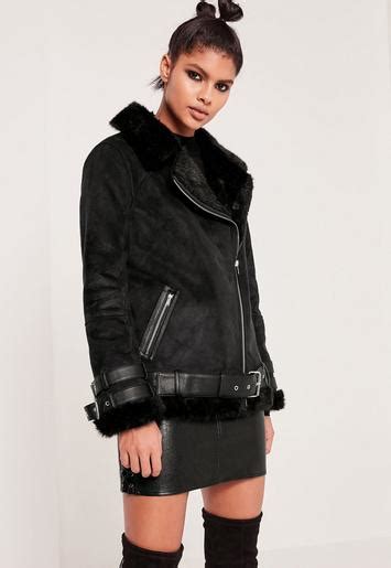 Missguided Premium Black Faux Leather Aviator Jacket