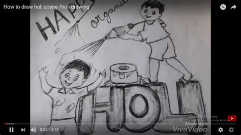 How To Draw Holi Scene Holi Drawing Youtube