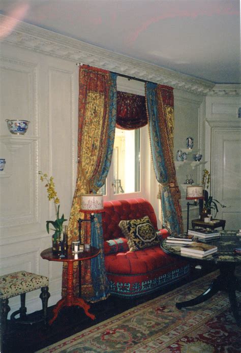 Sitting Room Howard Slatkin Embroidered Curtains And Banquette By