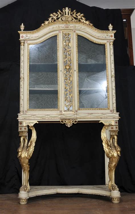 Antique Empire Painted Display Cabinet Bijouterie French