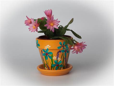 Flower Pot 4 Inch Terra Cotta Clay Pot Hand Painted Mom Etsy