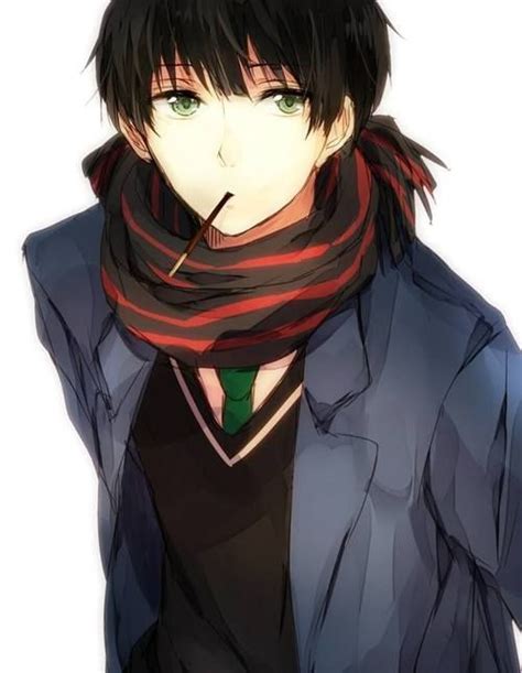 Black Haired Anime Boy Green Eyes