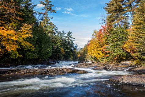 River And Waterfall In Autumn Forest Nature Quebec Canada Recycle