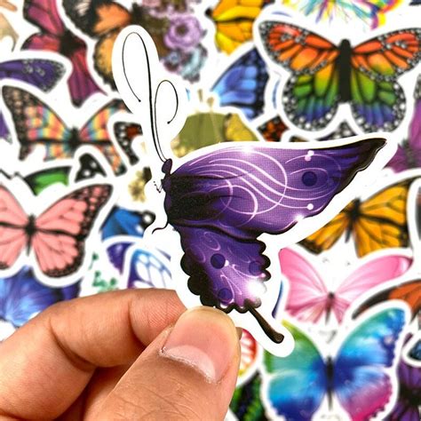 Butterfly Stickers Mixed Colorful Insects Waterproof Vinyl Etsy