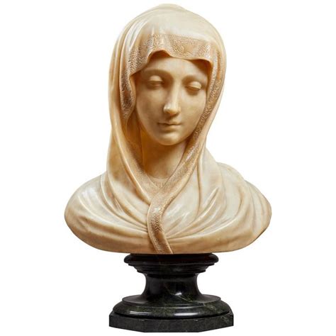 Carved Alabaster Bust Of The Madonna Italian 19th Century Alabaster