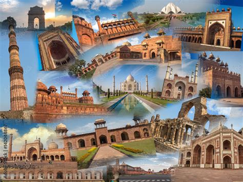 Collage Of India Historical Monuments Architectural Buildings And Ruins A India Tour And Travel