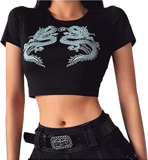 Y2k Clothes Women And Teen Girls Short Sleeve Graphic Letters E Girl Crop Top Fashion Y2k Shirts