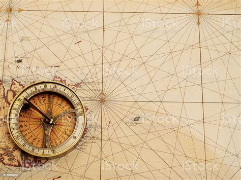 Old Compass Over Ancient Map Stock Photo Download Image Now Istock