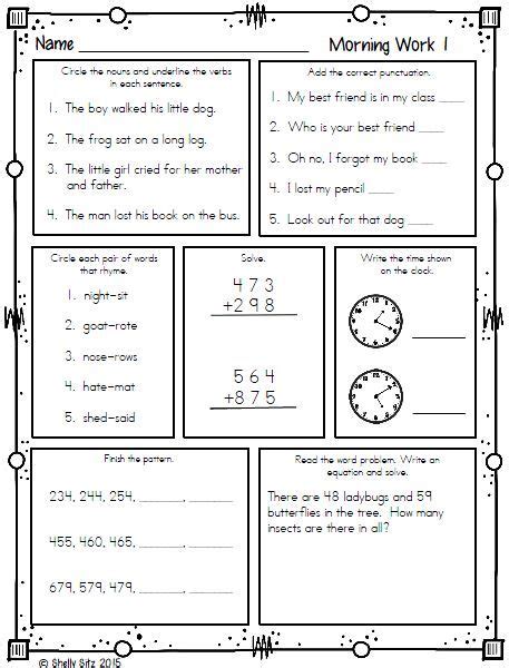 Free Printable 4th Grade Ela Worksheets Morning Work Learning How To Read
