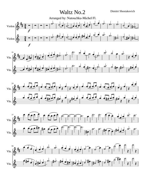 Waltz No2 Shostakovich 2 Violins B Sheet Music For Violin Download