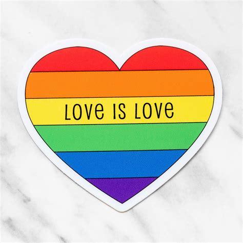 A Heart Shaped Sticker With The Words Love Is Love On It In Rainbow Colors