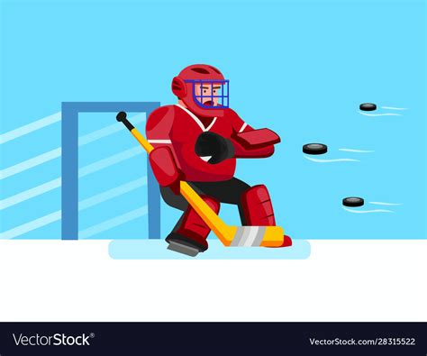 Hockey Goalie In Net Cartoon