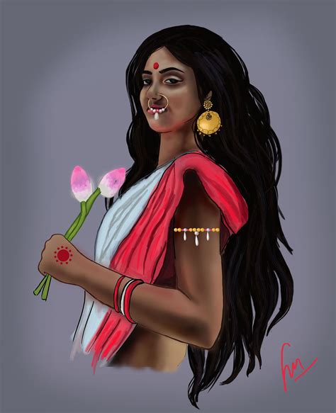 Bengali Girl Illustration Portrait Art By Jagriti Mishra Bengali