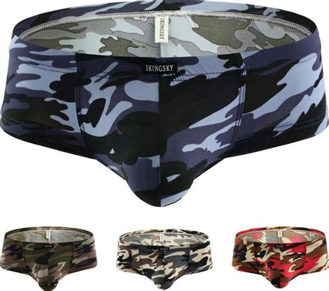 Ikingsky Mens Camouflage Cheeky Boxer Briefs For Men Sexy Mini Cheeks Underwear With Brazilian