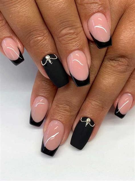 Nail Matte Black French Nailsmagazine Sidetipnails Neonnails Black