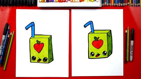 Learn how to draw cute food pictures using these outlines or print just for coloring. How To Draw A Funny Juice Box - Art For Kids Hub