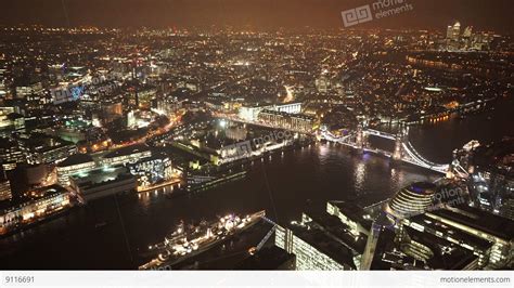 Wide Angle Shot Of London By Night Amazing Aerial View London