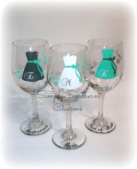 7 Personalized Bride And Bridesmaid Wine Glasses Wedding Party Glasses On Etsy 84 00 Bridal