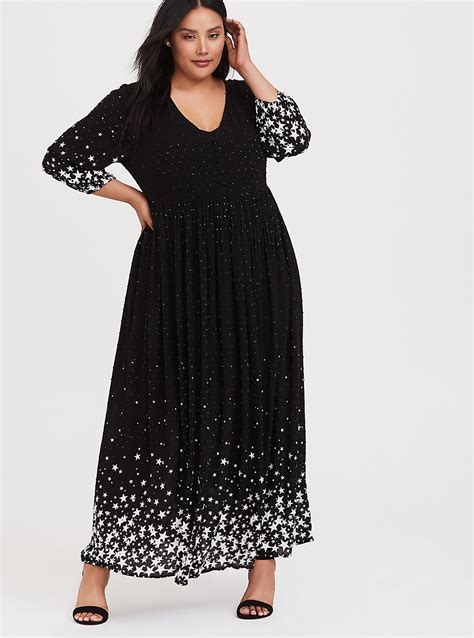 Plus Size Black Swiss Dot Star Maxi Dress Torrid