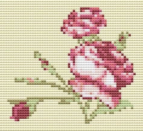 Pink Rose Cross Stitch Pattern Easy Floral Cross Stitch Small Etsy