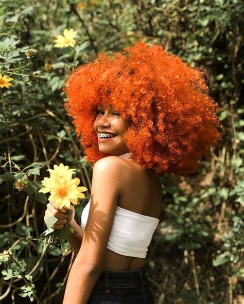 orange fro in 2020 afro hair dye dyed natural hair natural hair styles