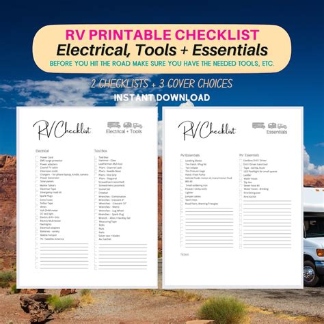 Printable Rv Essentials Checklist Rv Must Have Checklist Etsy