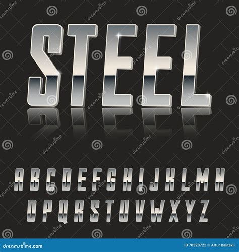 Steel Chrome Letters Typeface Made Of Steel Modern Looking Realistic