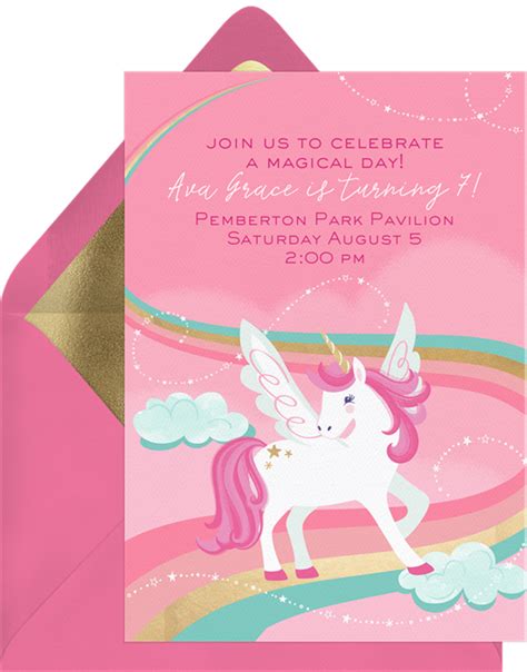 Paper And Party Supplies Invitations And Announcements Unicorn And Rainbows