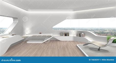Futuristic Living Room Interior Stock Illustration Illustration Of