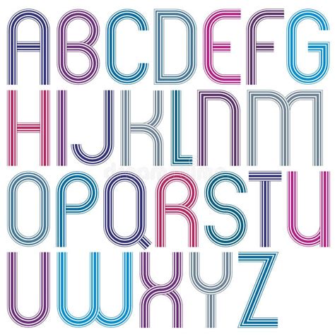 Retro Stripe Geometric Font Retro Style Typeface Made With Straight