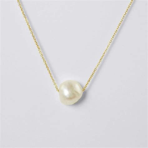 Single Pearl Necklace 14k Gold Pearl Necklace Tiny Pearl Etsy