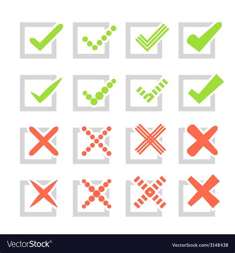 Set Of Different Check Marks Or Ticks And Crosses Vector Image